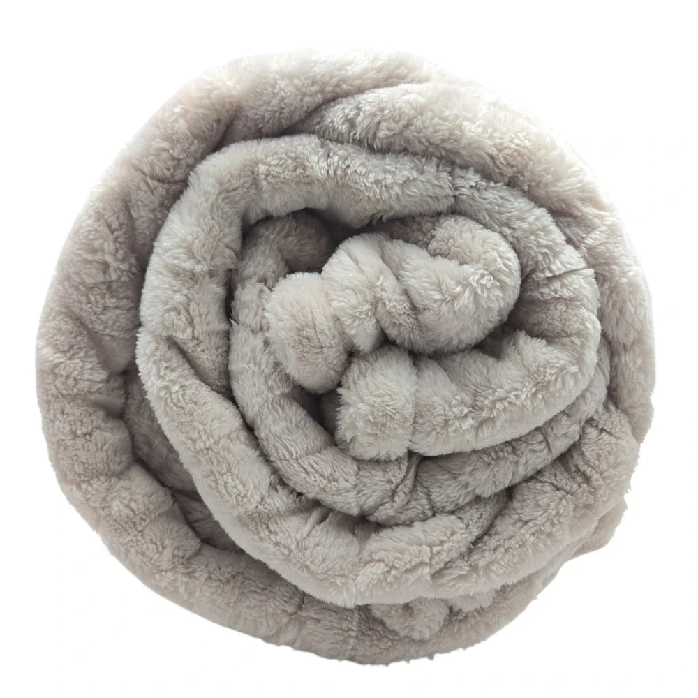Better Homes‎ and Gardens Throw Blanket Beige Textured Plush Minimalist 50x72